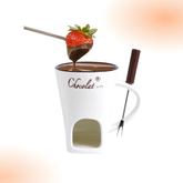Ceramic Chocolate Fondue, Butter, and Cheese Warmer Mug Set