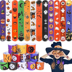 48Pcs Halloween Slap Bracelets Party Favors Toys for Kids Party Favor Treat Bags