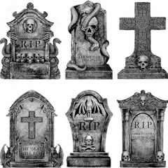 Graveyard Halloween Decorations Tombstones: 6Ct Large Tombstone Halloween