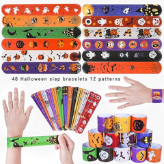 48Pcs Halloween Slap Bracelets Party Favors Toys for Kids Party Favor Treat Bags
