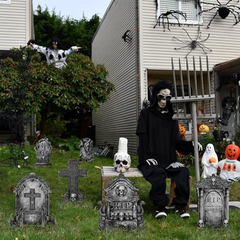 Graveyard Halloween Decorations Tombstones: 6Ct Large Tombstone Halloween
