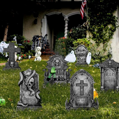 Graveyard Halloween Decorations Tombstones: 6Ct Large Tombstone Halloween