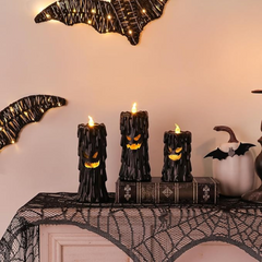 Halloween Ghost Decor: Black Scary Ghost Face Candle Holder Halloween Table Decor
