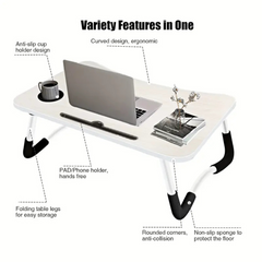 Laptop Tray Lap Desk Stand Foldable Bed Table Notebook Tray Cup Slot, 2 Pack