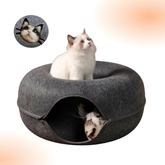 Felt Donut Cat Tunnel Bed | Interactive Zippered Hideout