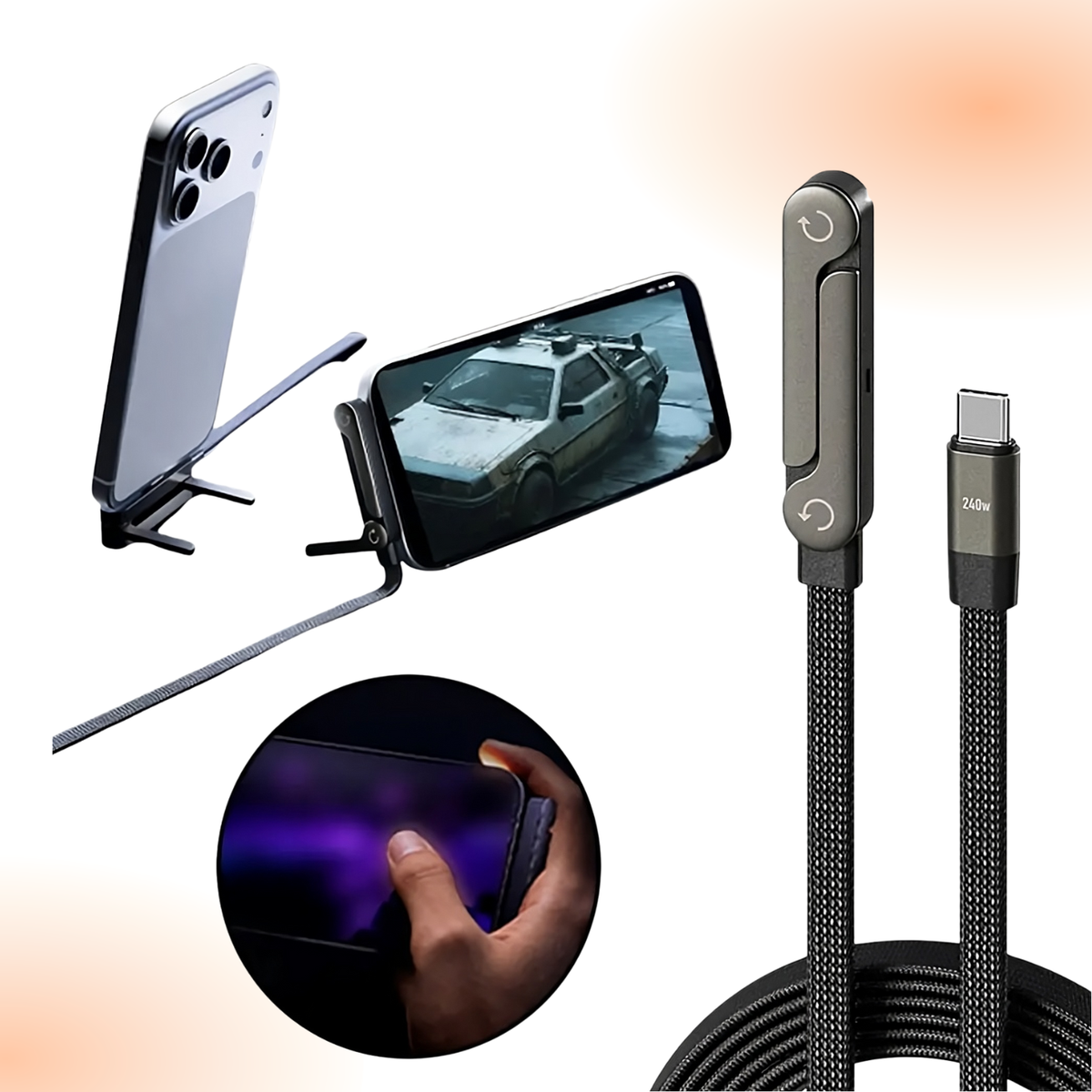 2-in-1 Charging Cable Stand invisible metal stand