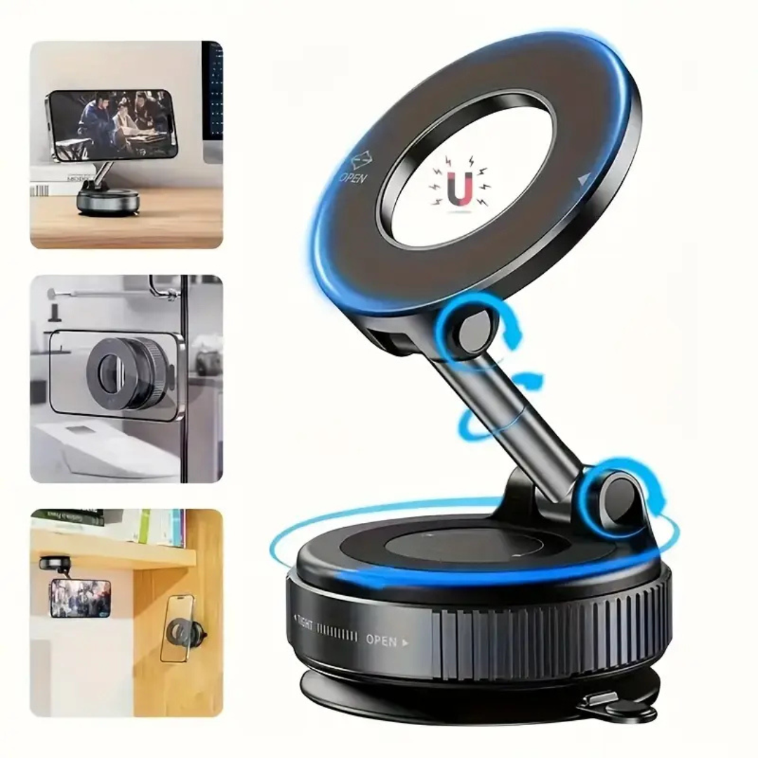 360° Adjustable Vacuum Suction Cup Magnetic Car Phone Holder Mount for MagSafe