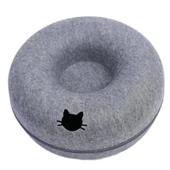Felt Donut Cat Tunnel Bed | Interactive Zippered Hideout