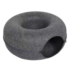 Felt Donut Cat Tunnel Bed | Interactive Zippered Hideout