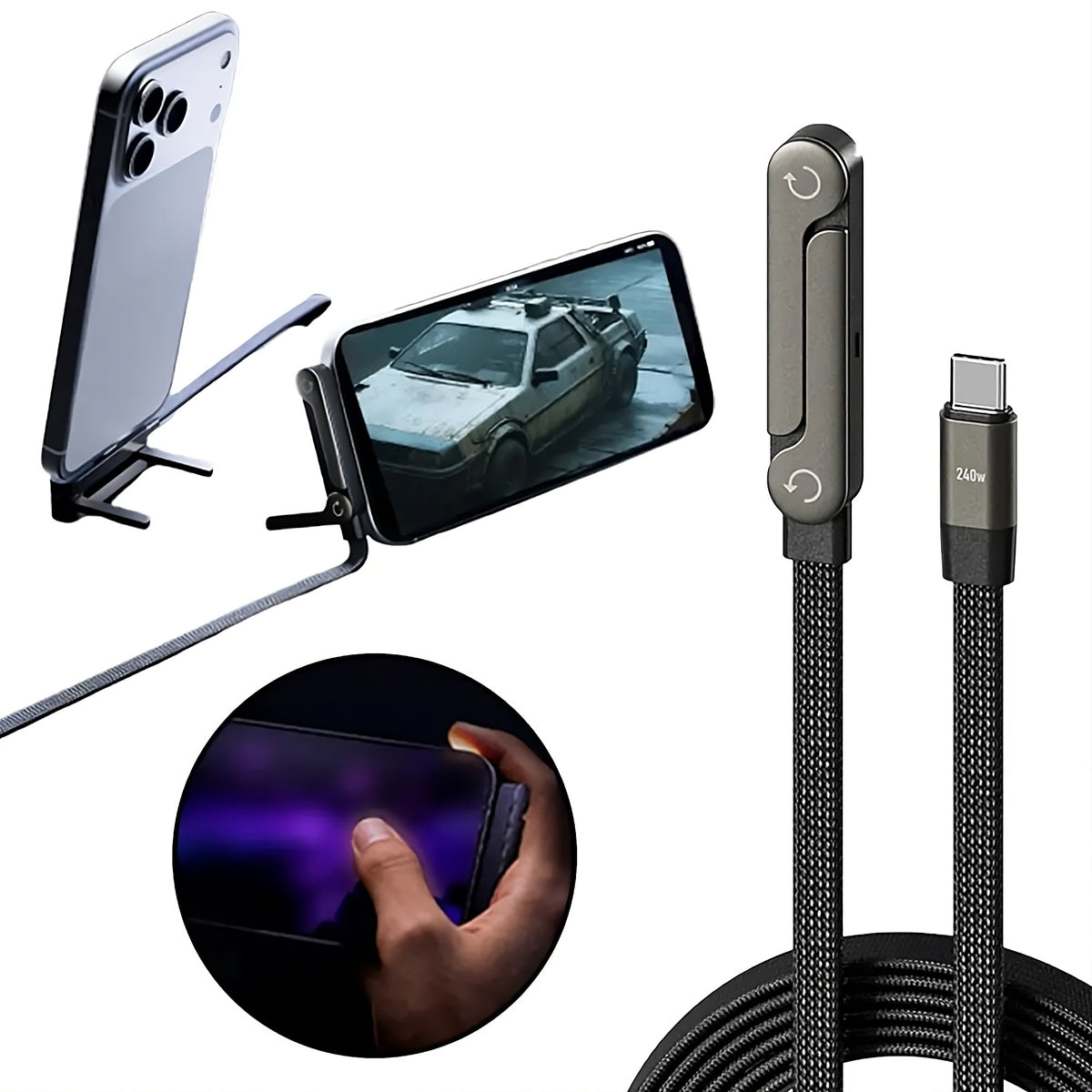 2-in-1 Charging Cable Stand invisible metal stand