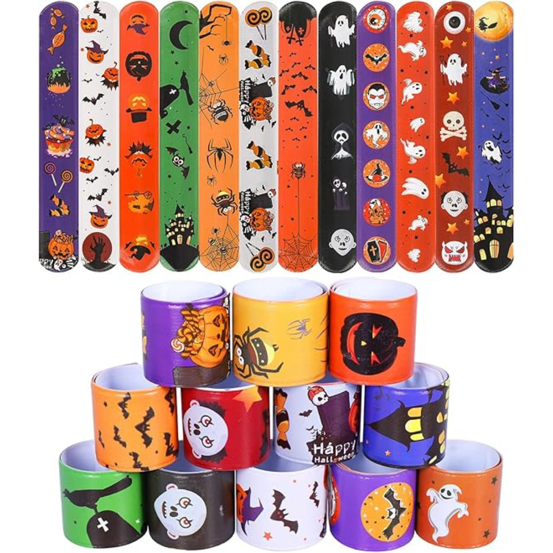 48Pcs Halloween Slap Bracelets Party Favors Toys for Kids Party Favor Treat Bags