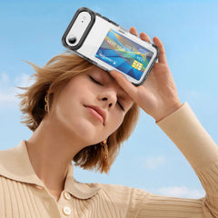 Clear iPhone Case with Card Holder,  Kickstand and Slim Wallet Cover