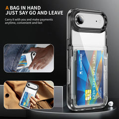 Clear iPhone Case with Card Holder,  Kickstand and Slim Wallet Cover