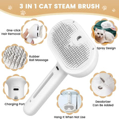 3-in-1 Pet Steam Brush for Cats & Dogs