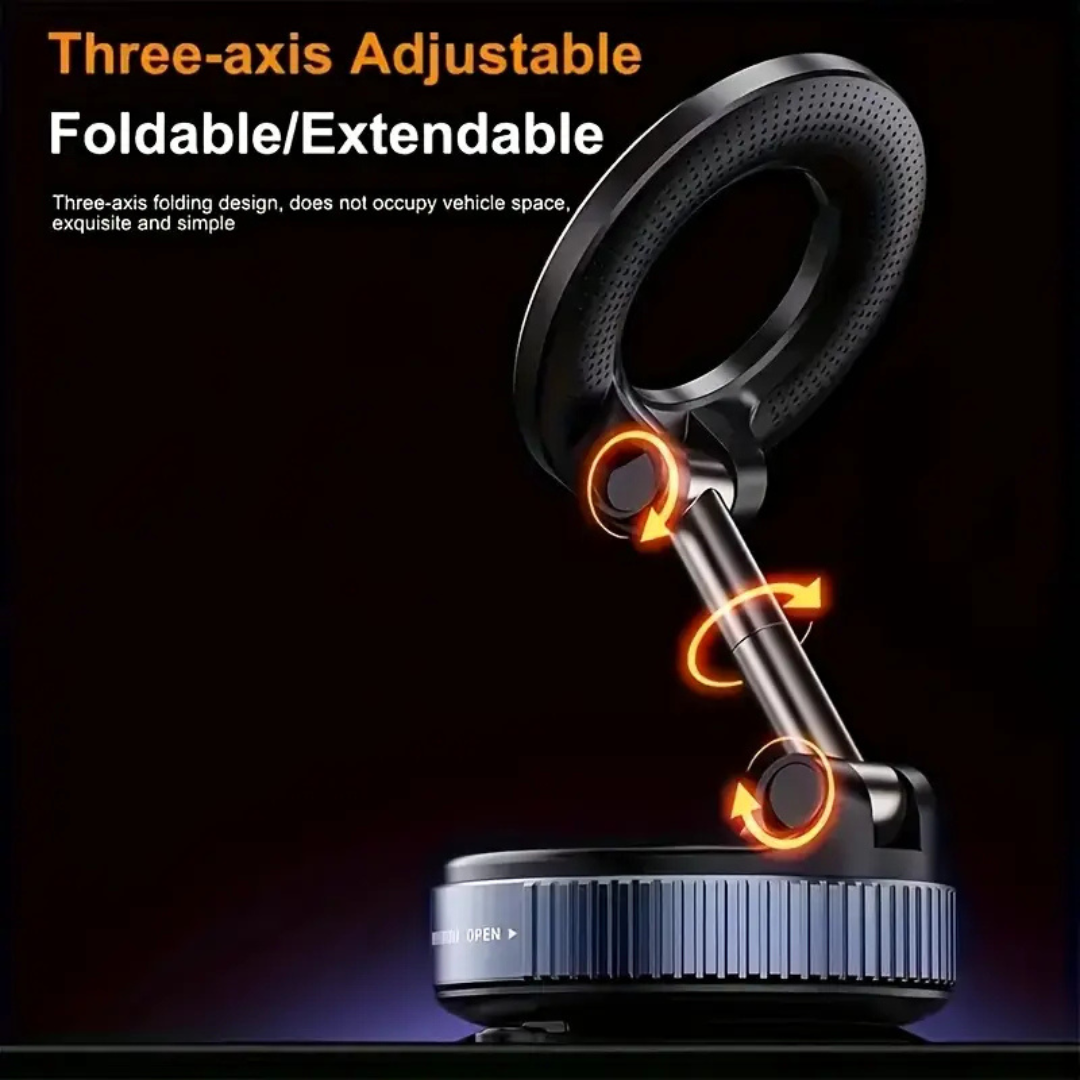 360° Adjustable Vacuum Suction Cup Magnetic Car Phone Holder Mount for MagSafe