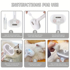 3-in-1 Pet Steam Brush for Cats & Dogs