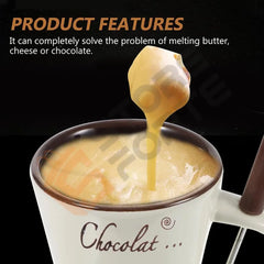 Ceramic Chocolate Fondue, Butter, and  Cheese Warmer Mug Set