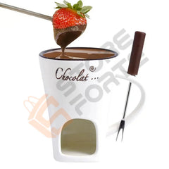 Ceramic Chocolate Fondue, Butter, and  Cheese Warmer Mug Set