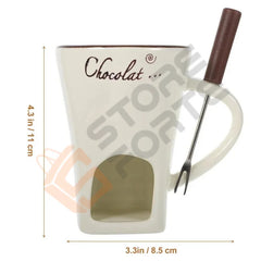 Ceramic Chocolate Fondue, Butter, and  Cheese Warmer Mug Set