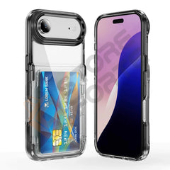 Clear iPhone Case with Card Holder,  Kickstand and Slim Wallet Cover