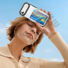 Clear iPhone Case with Card Holder,  Kickstand and Slim Wallet Cover