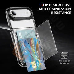 Clear iPhone Case with Card Holder,  Kickstand and Slim Wallet Cover