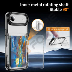 Clear iPhone Case with Card Holder,  Kickstand and Slim Wallet Cover