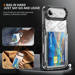 Clear iPhone Case with Card Holder,  Kickstand and Slim Wallet Cover