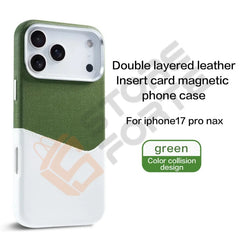 Magnetic Leather & Fabric iPhone Case with Card Slot