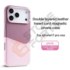 Magnetic Leather & Fabric iPhone Case with Card Slot