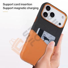 Magnetic Leather & Fabric iPhone Case with Card Slot