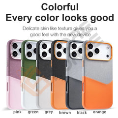 Magnetic Leather & Fabric iPhone Case with Card Slot