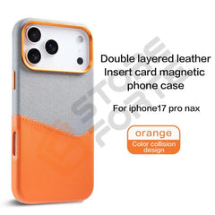 Magnetic Leather & Fabric iPhone Case with Card Slot