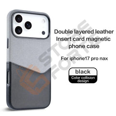 Magnetic Leather & Fabric iPhone Case with Card Slot