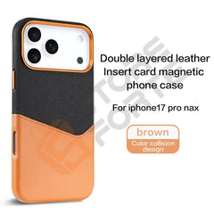 Magnetic Leather & Fabric iPhone Case with Card Slot